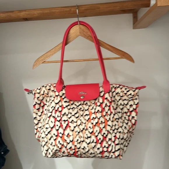 Longchamp Coral Le Pliage Panther Bag Large. Limited Edition. EUC / NWOT. - Picture 3 of 5